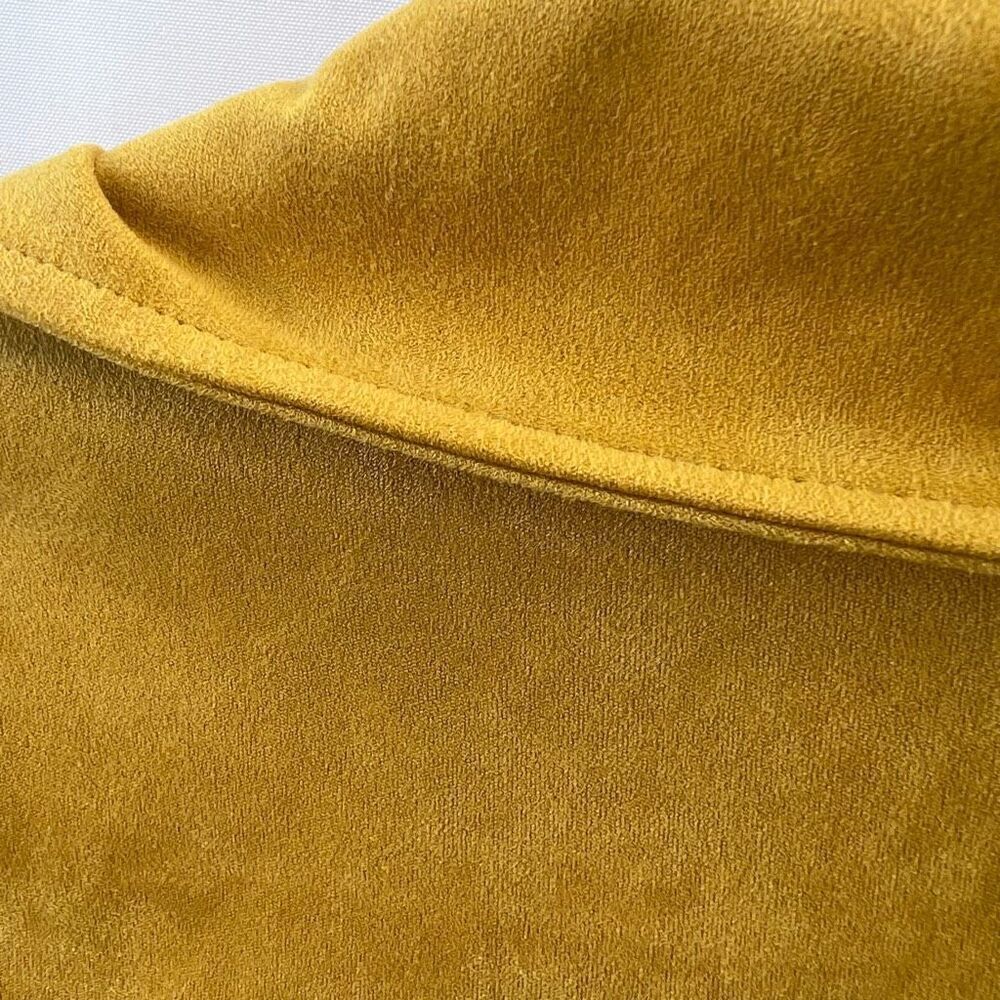 Faux Suade Chapter One Womens Mustard Notch Lapel Moto Jacket Size Small NWT - Picture 7 of 7